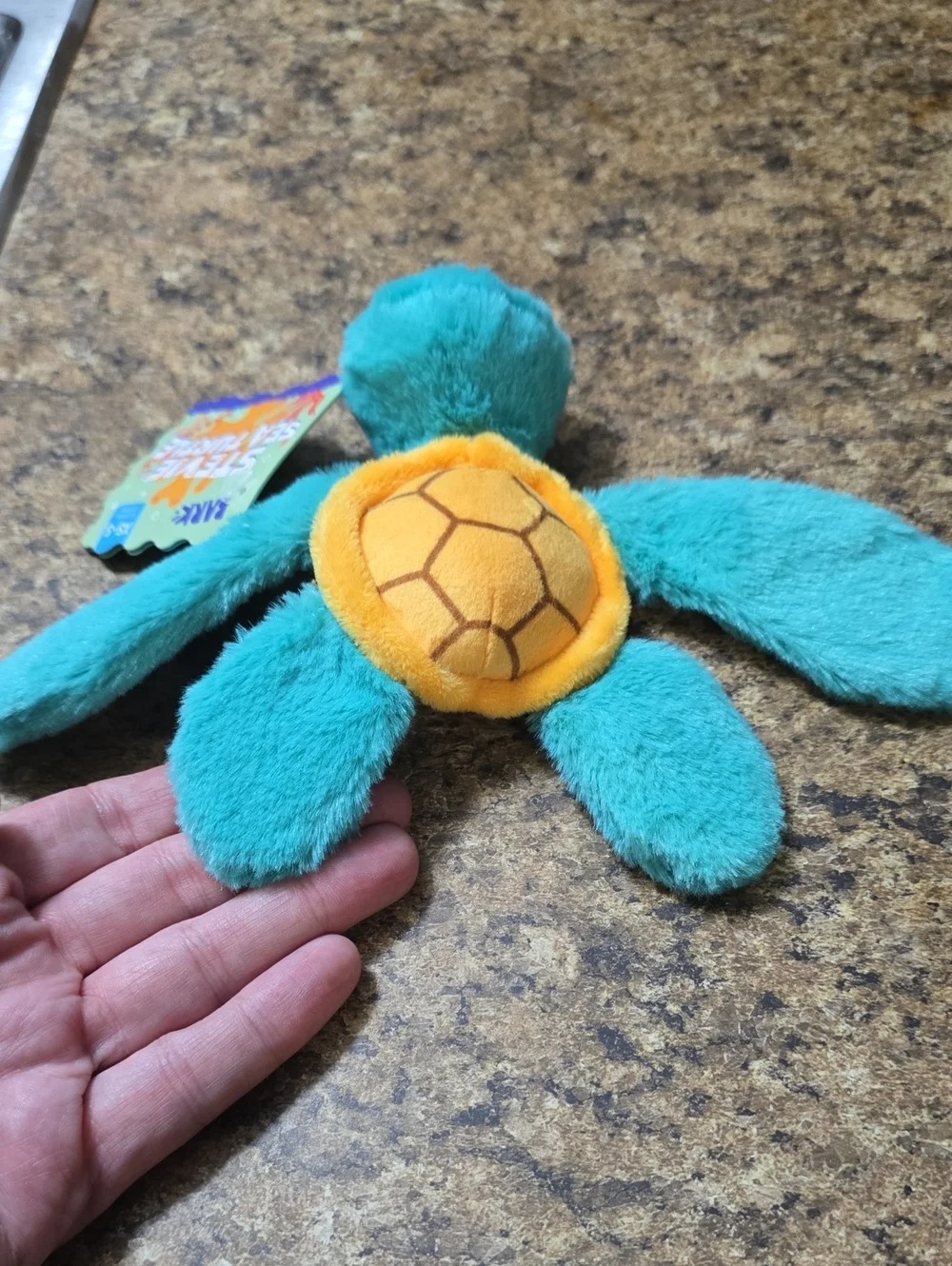 Bark Teal and Orange  Stevie Sea Turtle Plush Dog Toy NWT XS-S 0-20 Pounds